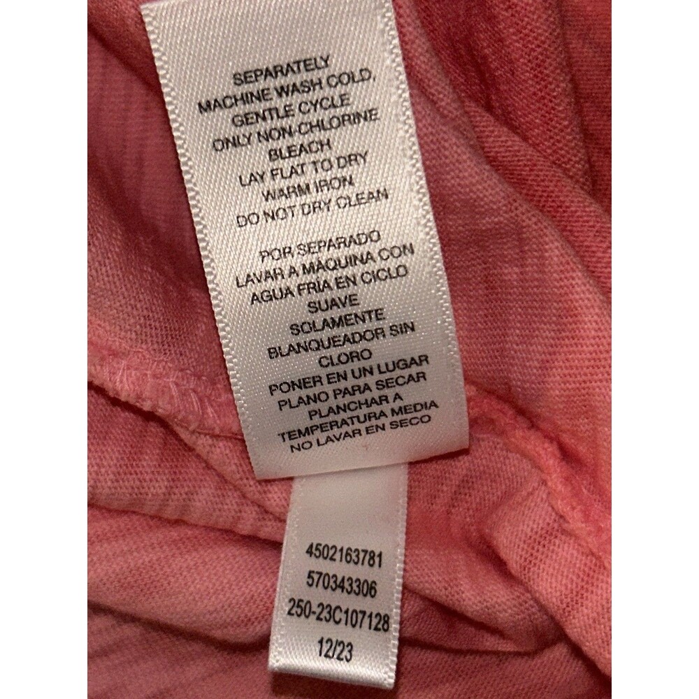 Chico's Coral V-Neck Shift Dress Slub Cotton Crochet Trim - Size 3 (Fits XL - Picture 8 of 9